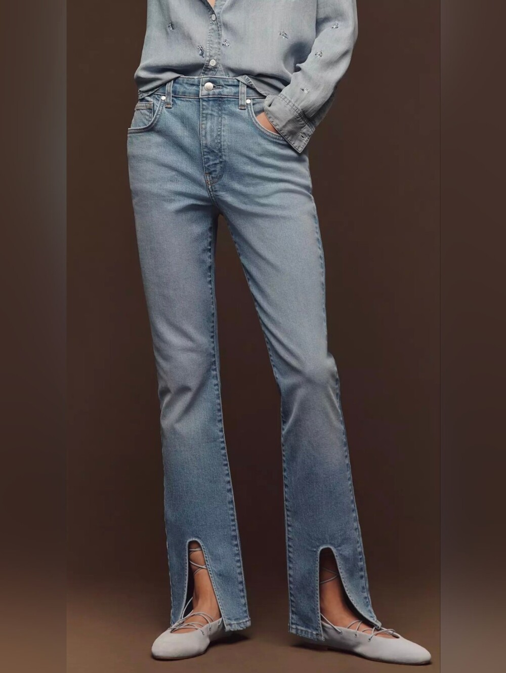 NWT Pilcro High-Rise Front-Split Jeans